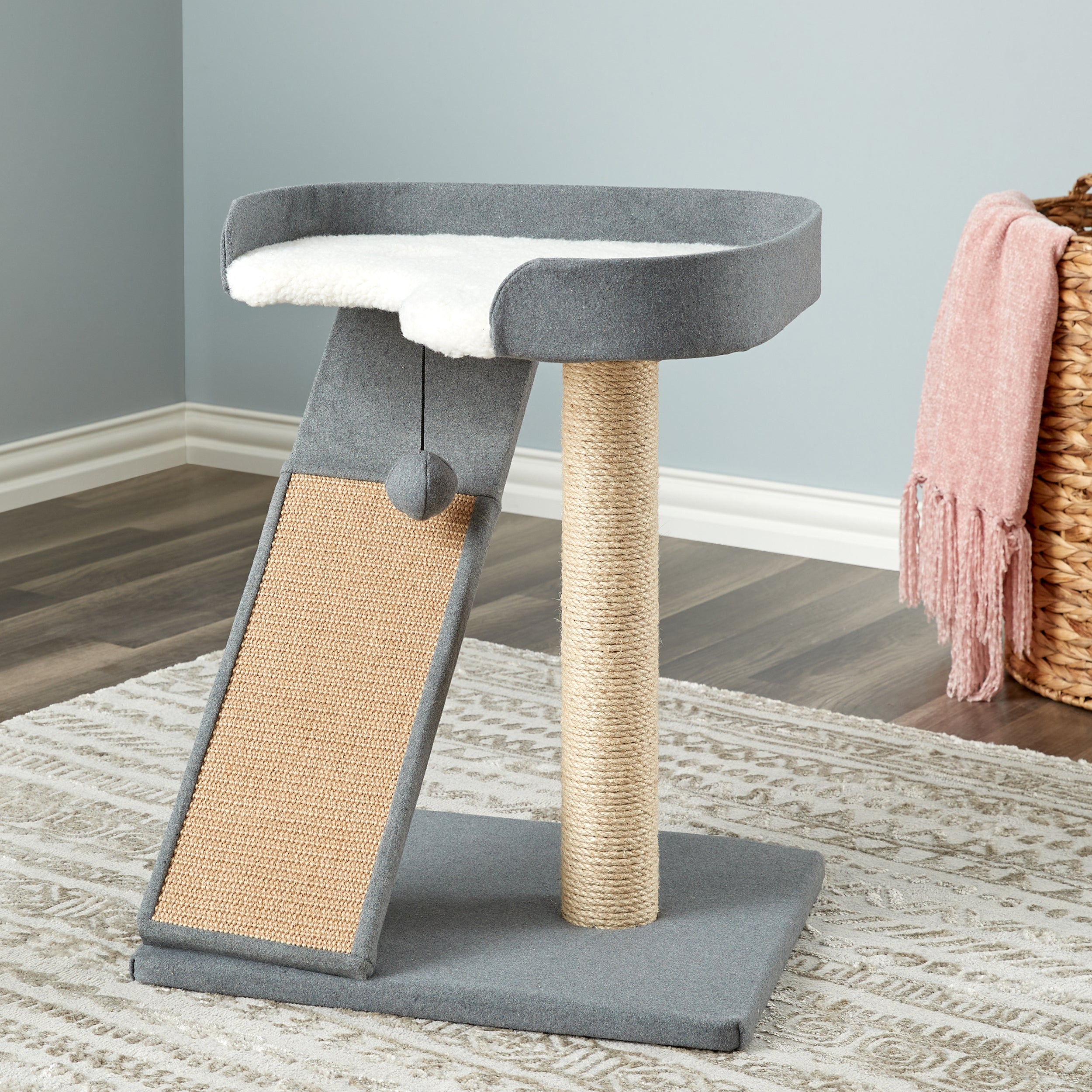 Two by Two San Marcos - Gray Cat Scratching Post Cat Furniture - 22.8 in. Tall